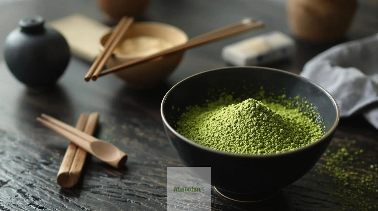 preparation de la poudre de thé matcha vert cérémonie bio