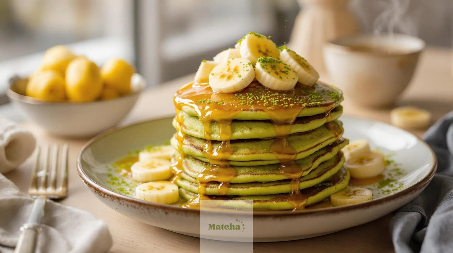 Pancakes au matcha-banane, recette vegan
