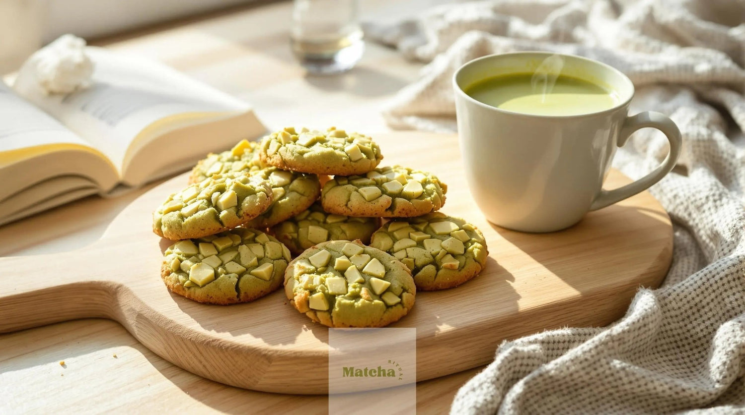Délicieux cookies au matcha et chocolat blanc