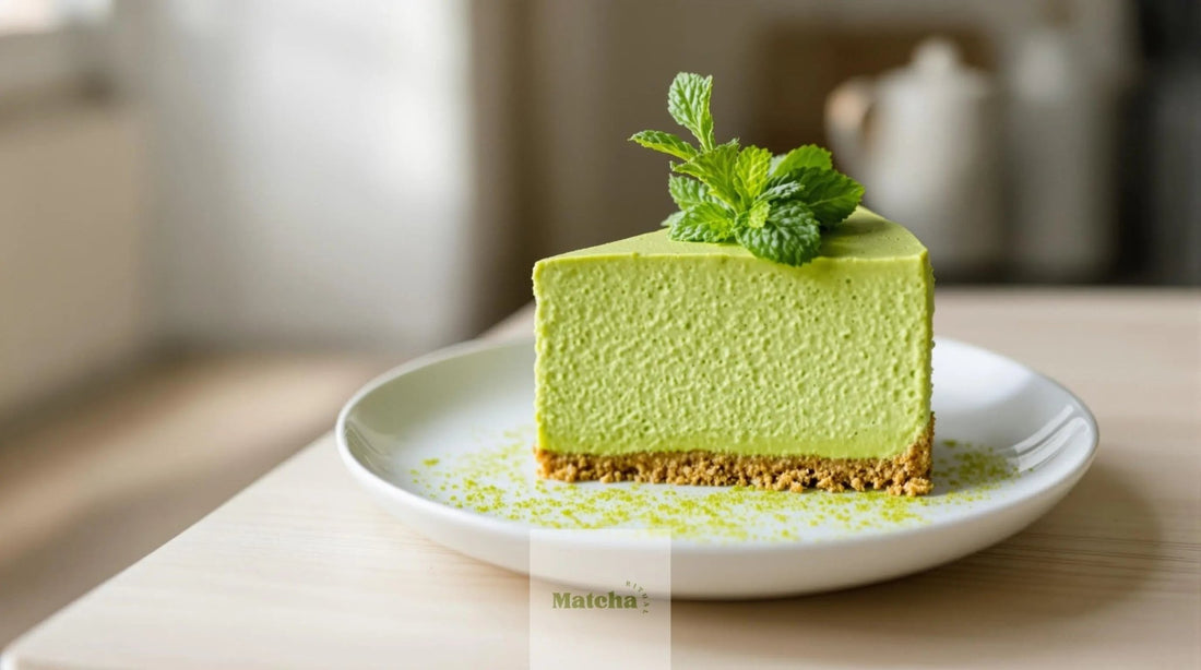 belle portion de Cheesecake au thé  matcha
