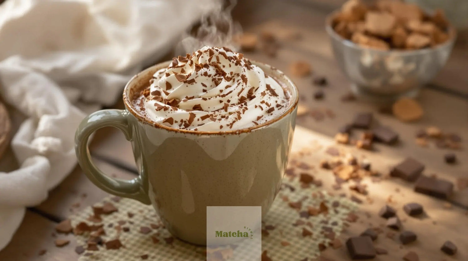 Tasse de matcha chocolat chaud